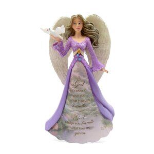Thomas Kinkade Purple Angel God Helps You Limited Edition Figurine 7"